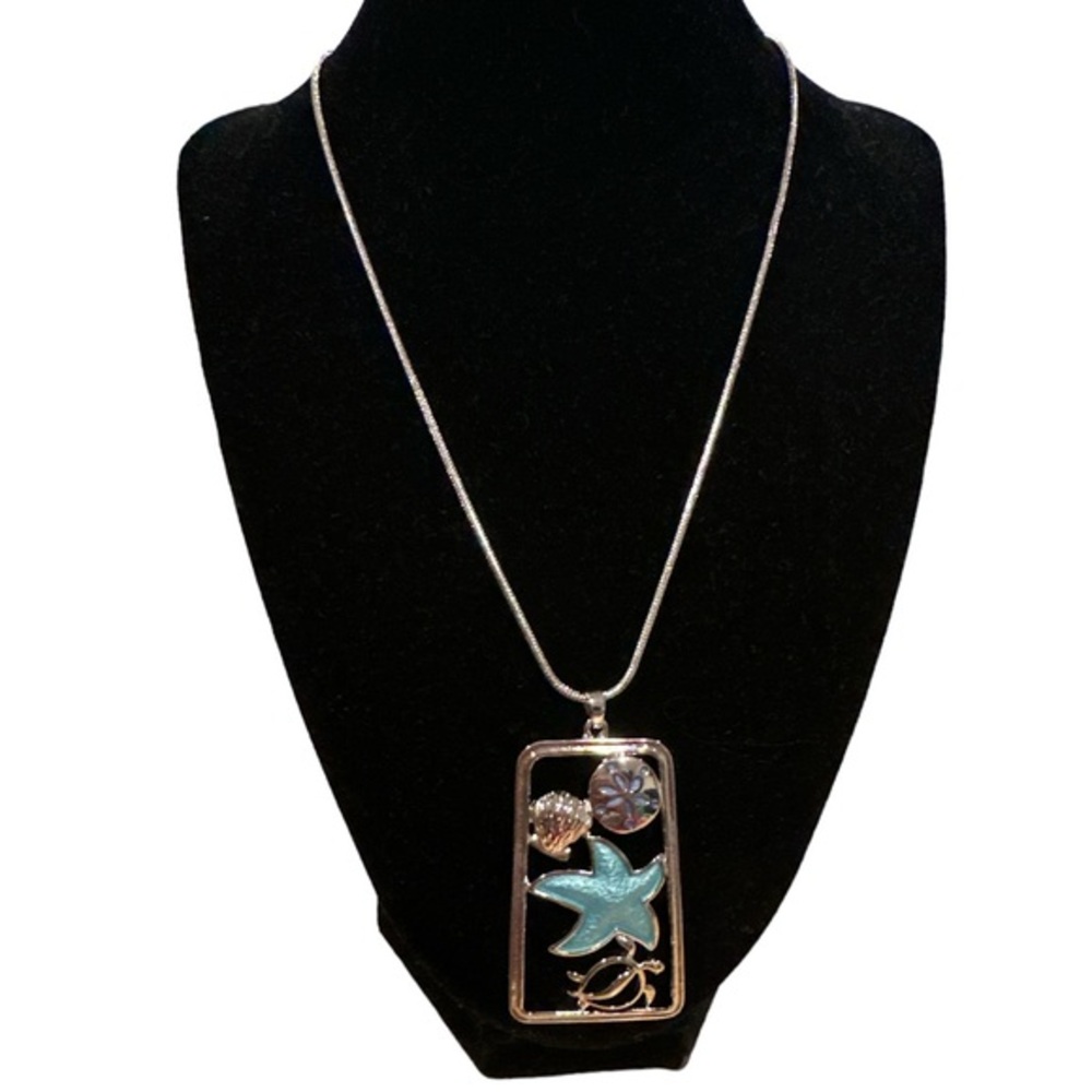 OCEANA TRADING STARFISH BEACH SEASIDE SILVER-TONE BLUE NECKLACE